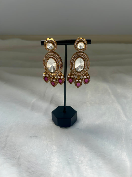 Ruby Moissanite Kundan Earrings