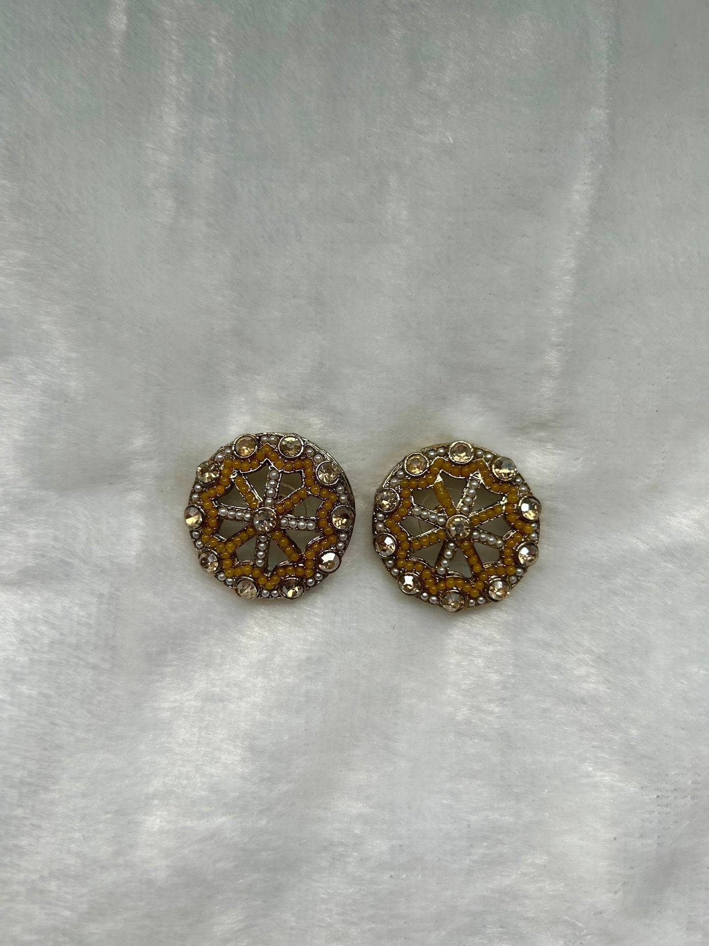 Yellow Polki Studs