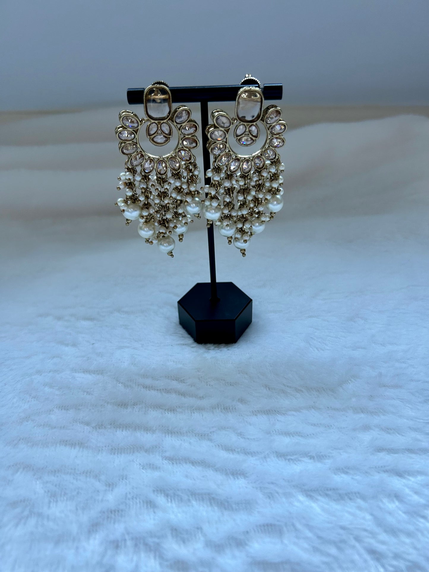 White Polki Earrings