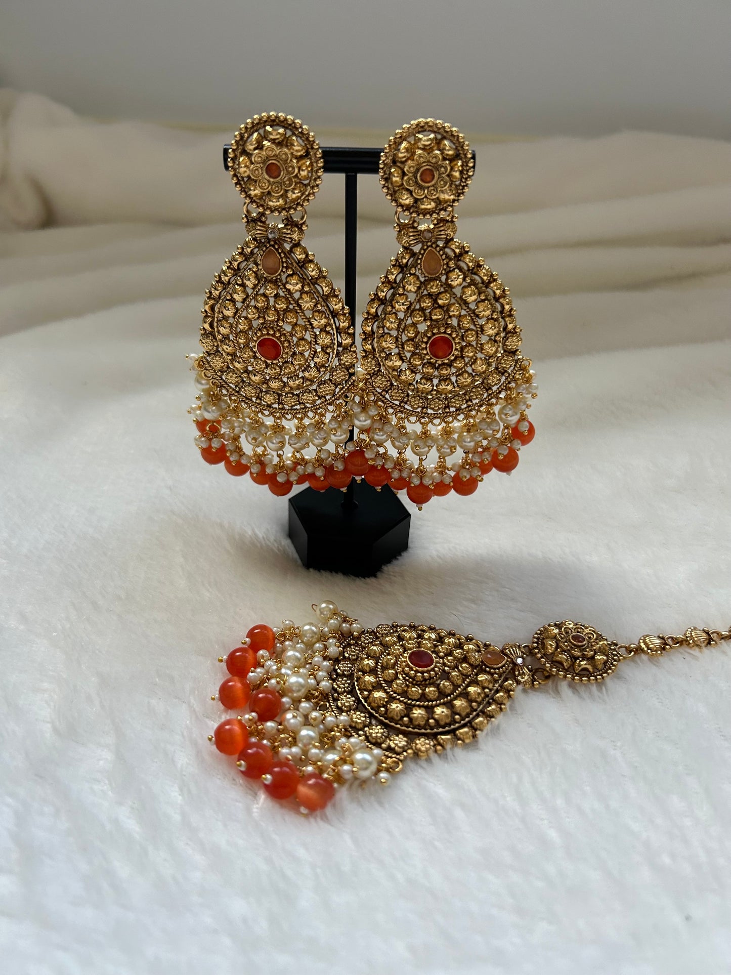 Orange Gold Handcrafted Tikka Set