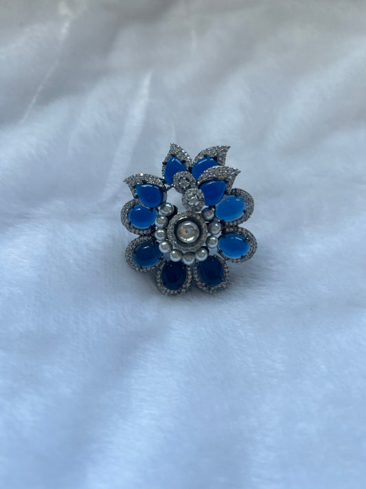 AD Blue Flower Ring