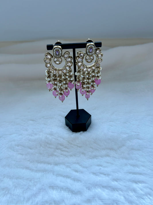 Light Pink Polki Earrings