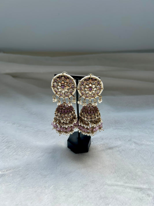 Light Purple Kundan Earrings