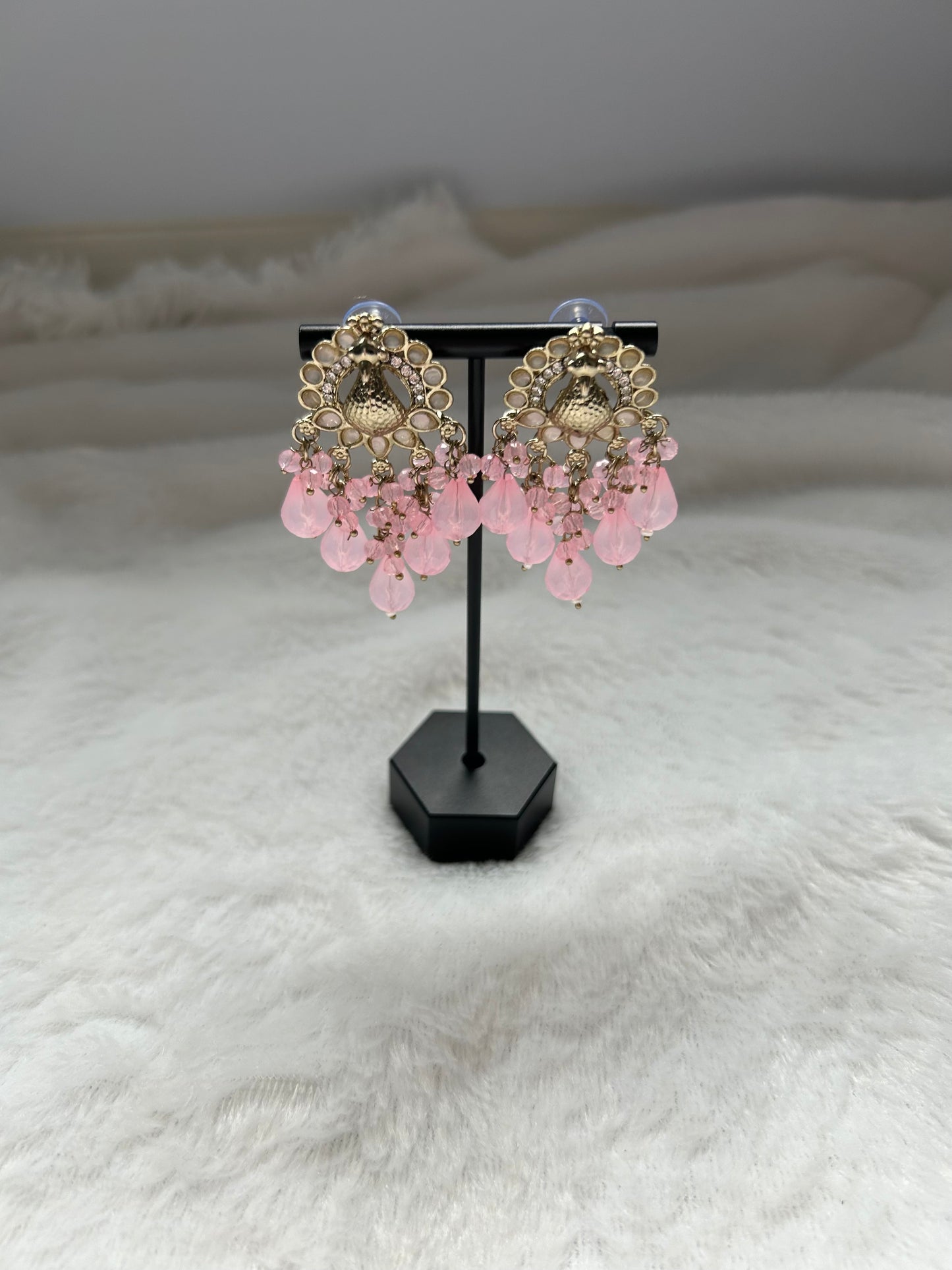 Pink Peacock Earrings