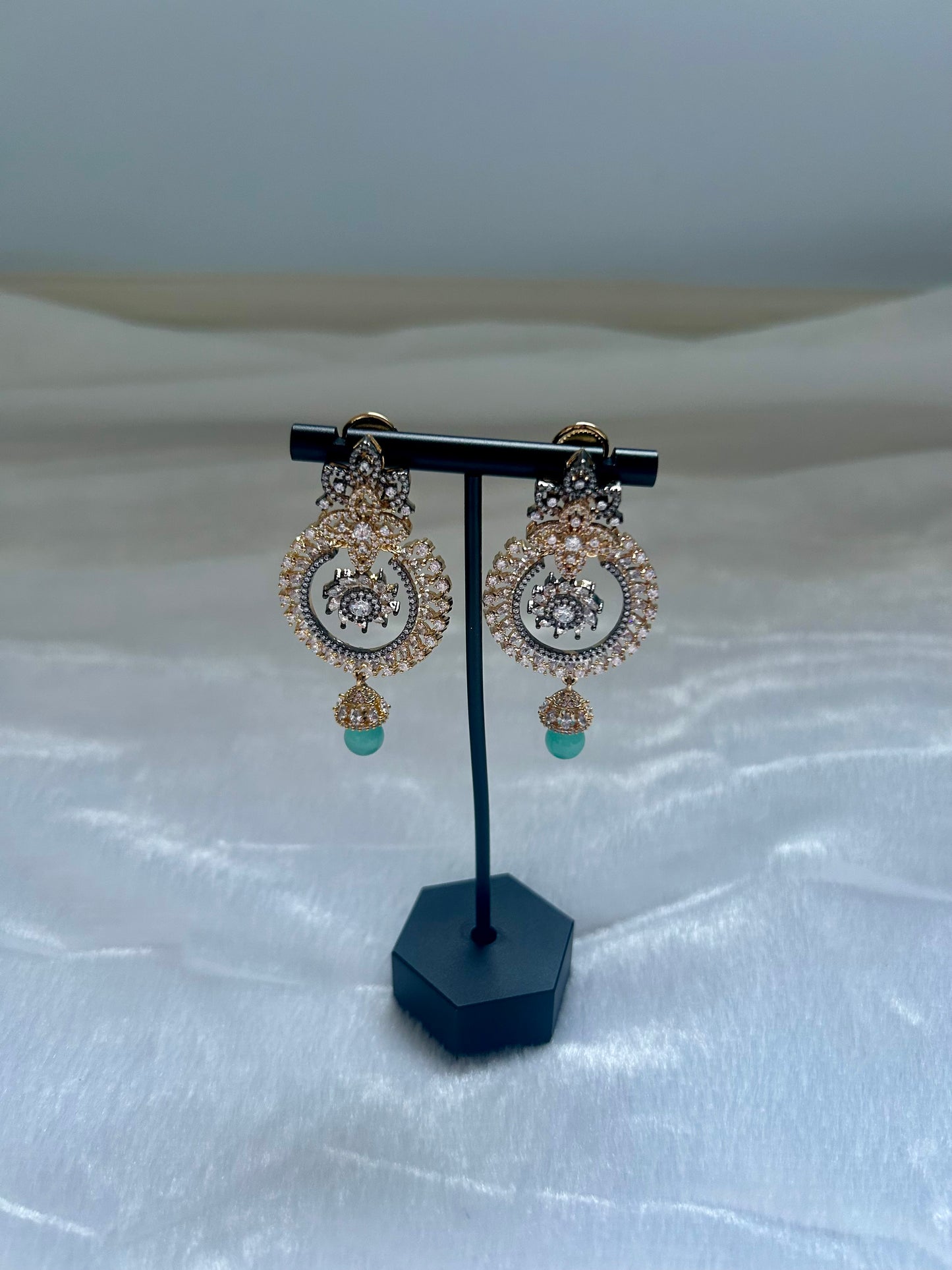Teal AD Dual Toned Earrings