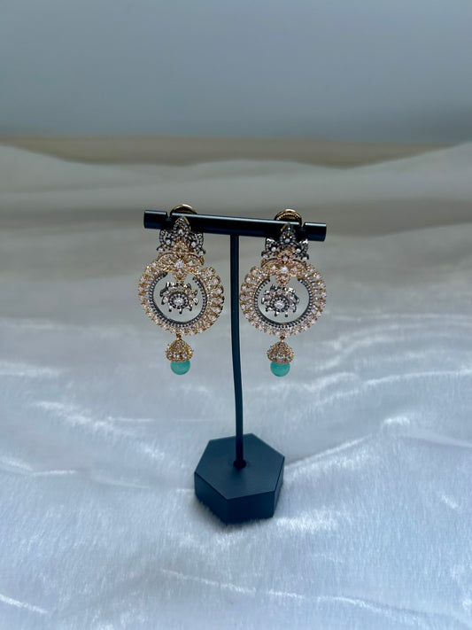 Teal AD Dual Toned Earrings