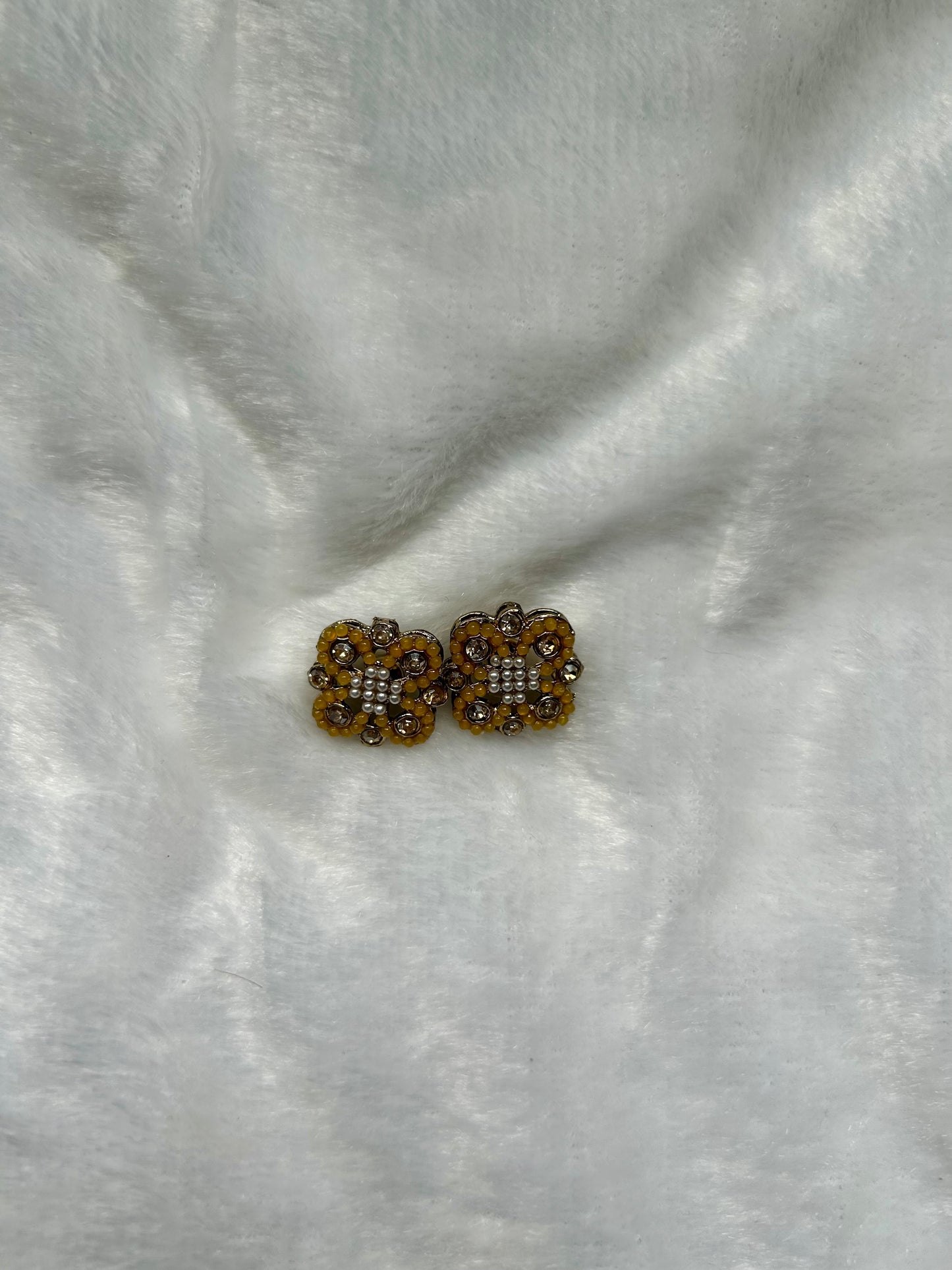 Yellow Polki Studs