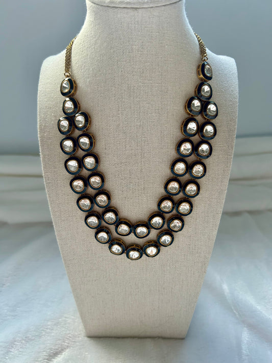 Uncut Kundan Royal Blue Layered Set