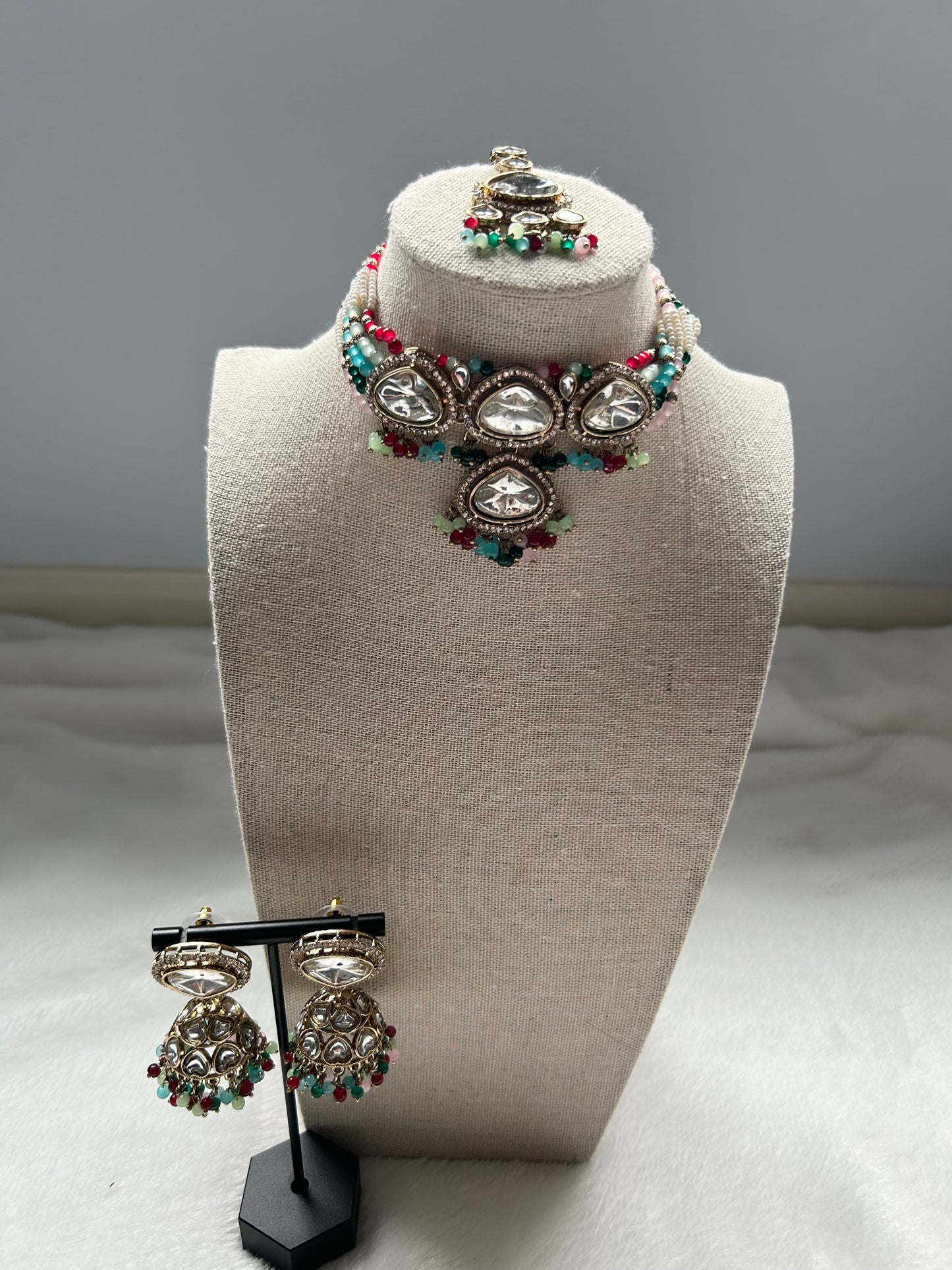 Multi Kundan Choker Tikka Set