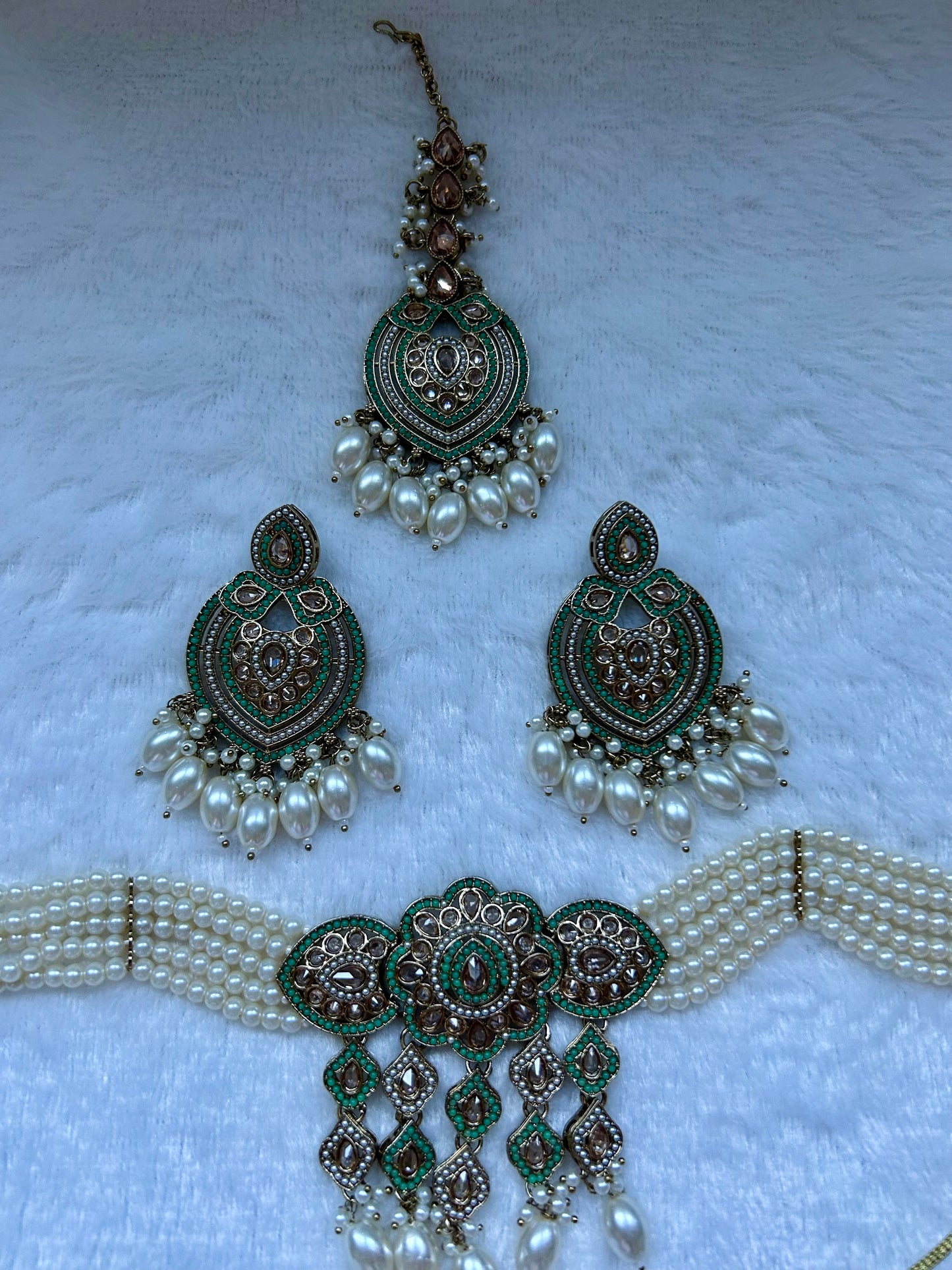 Pakistani Inspired Pista Green Choker Set