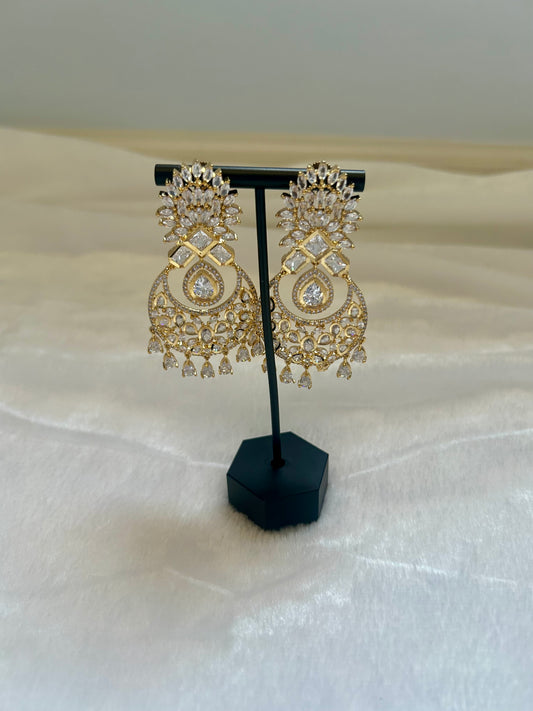 AD Gold Chandbali Earrings