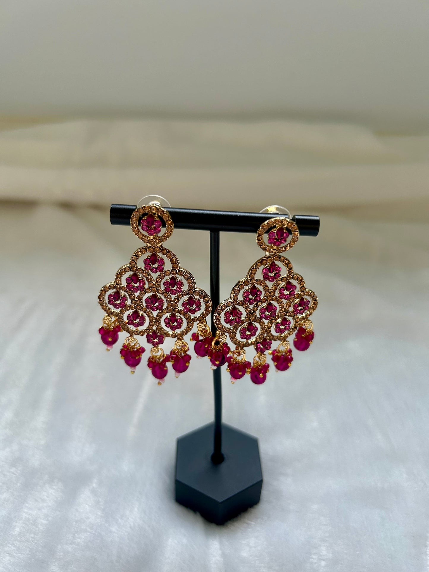 Hot Pink Polki Earrings