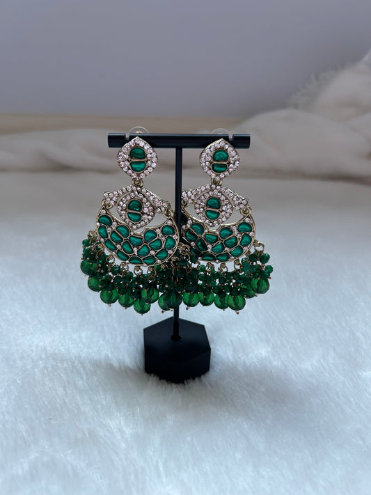 Emerald Green Kundan Earrings