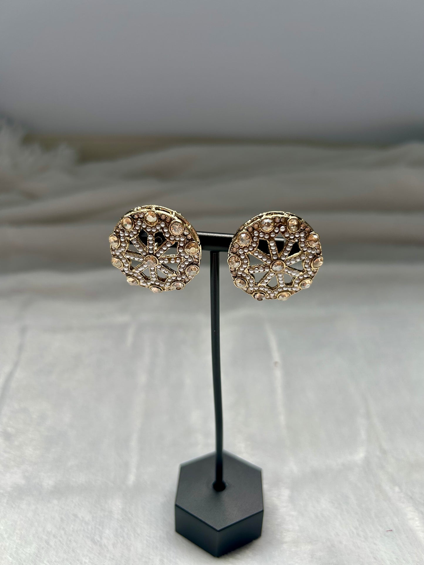 White Polki Studs