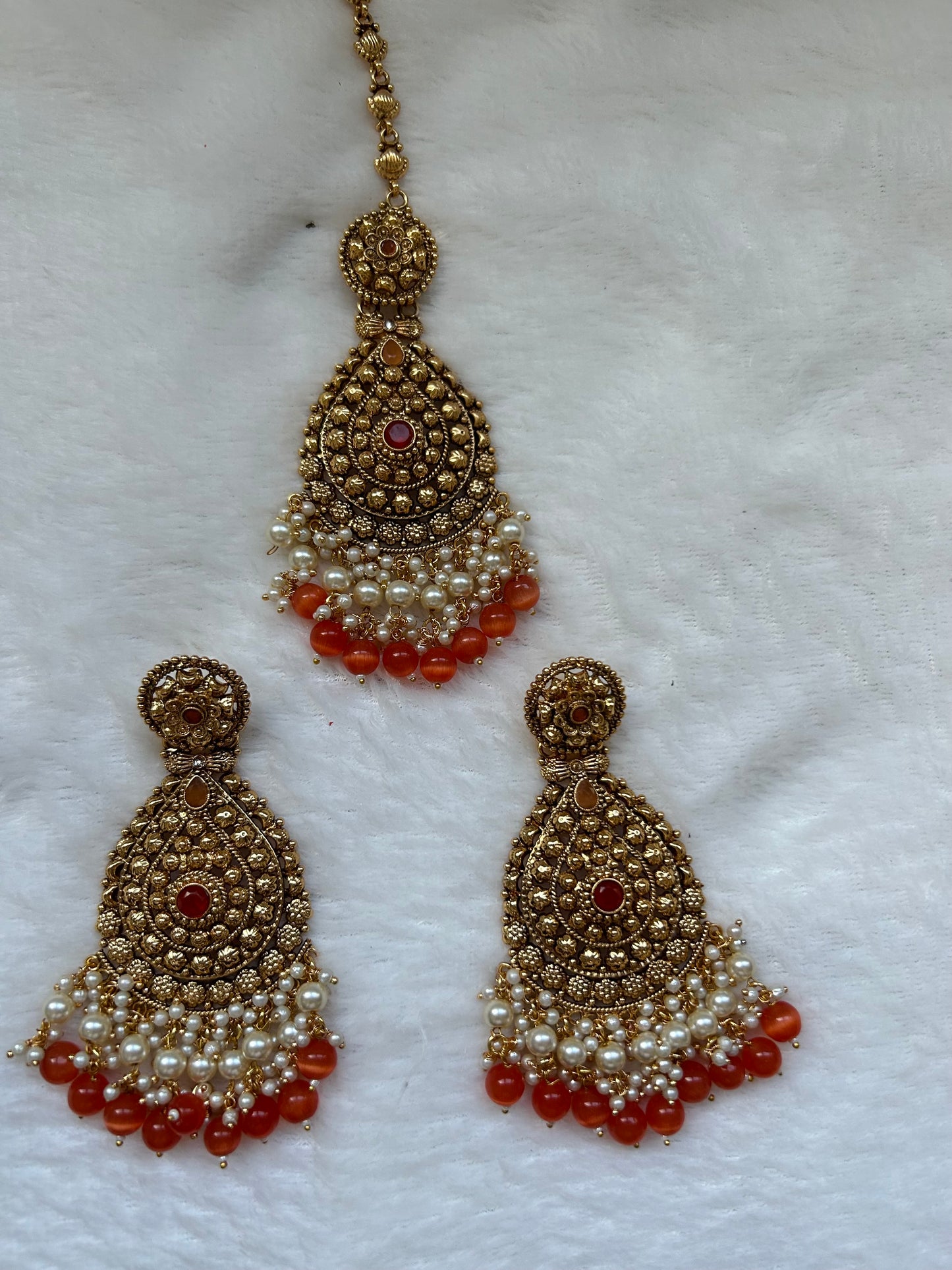 Orange Gold Handcrafted Tikka Set