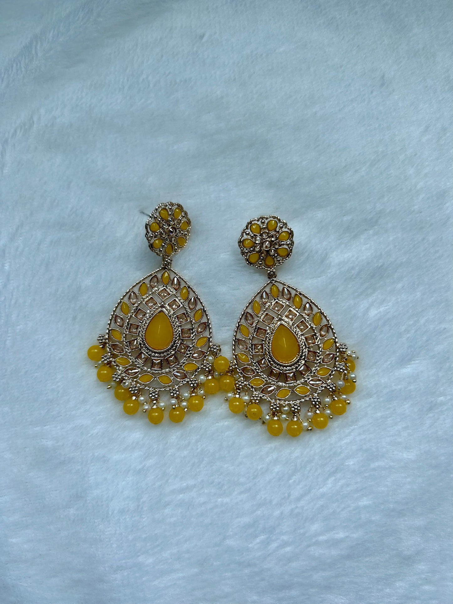 Yellow Polki Earrings