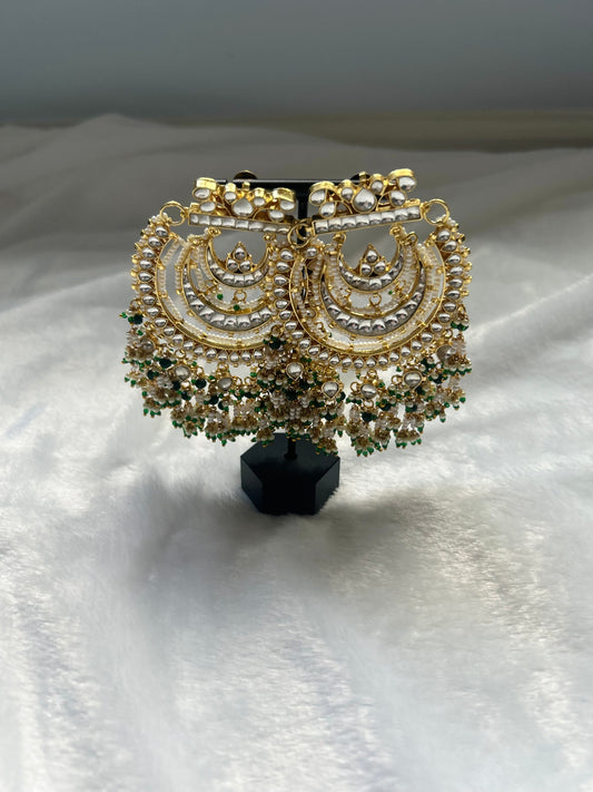 Emerald Green Oversized Pachi Kundan Earrings