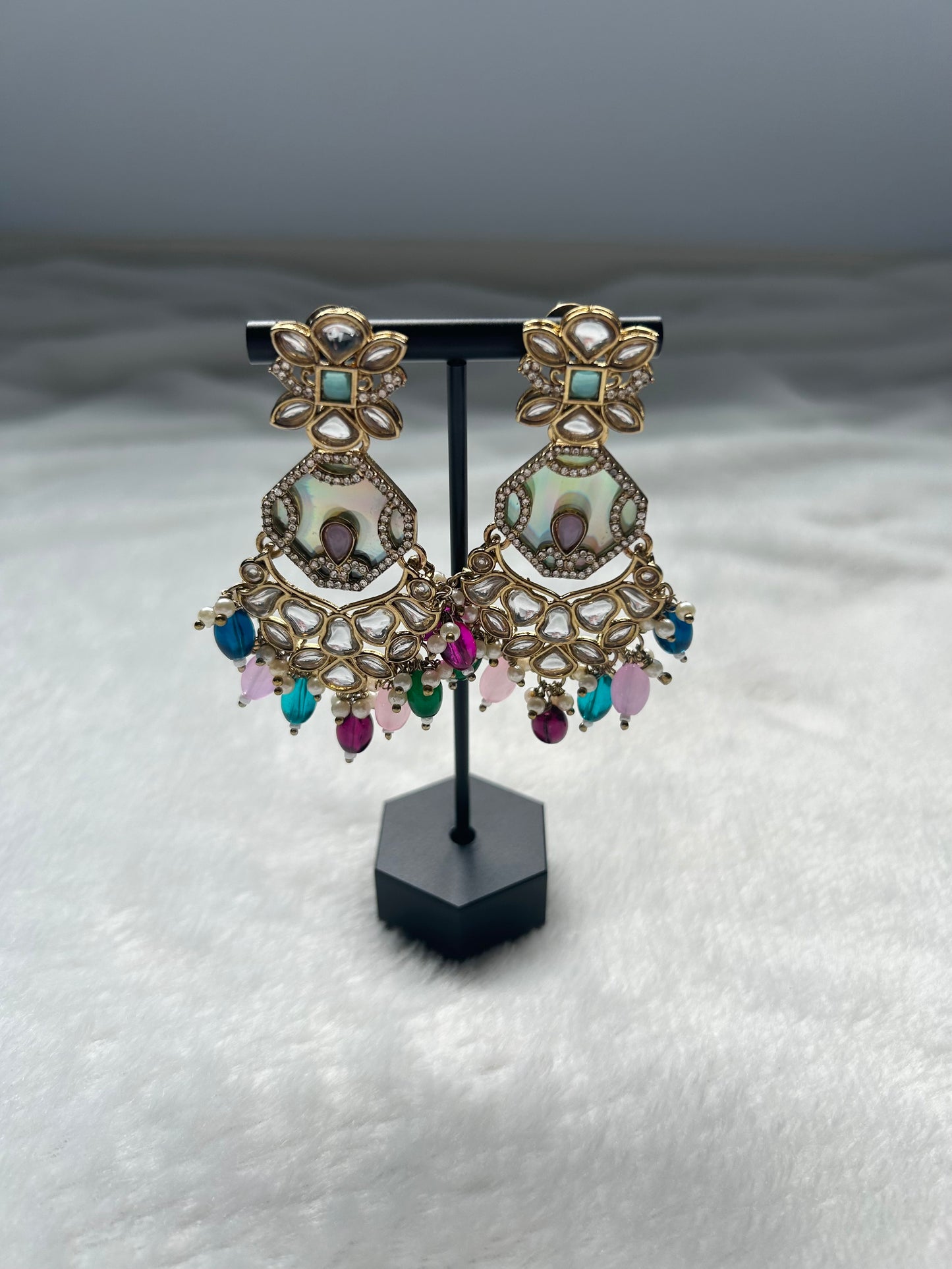 Multi Fusion Kundan Earrings