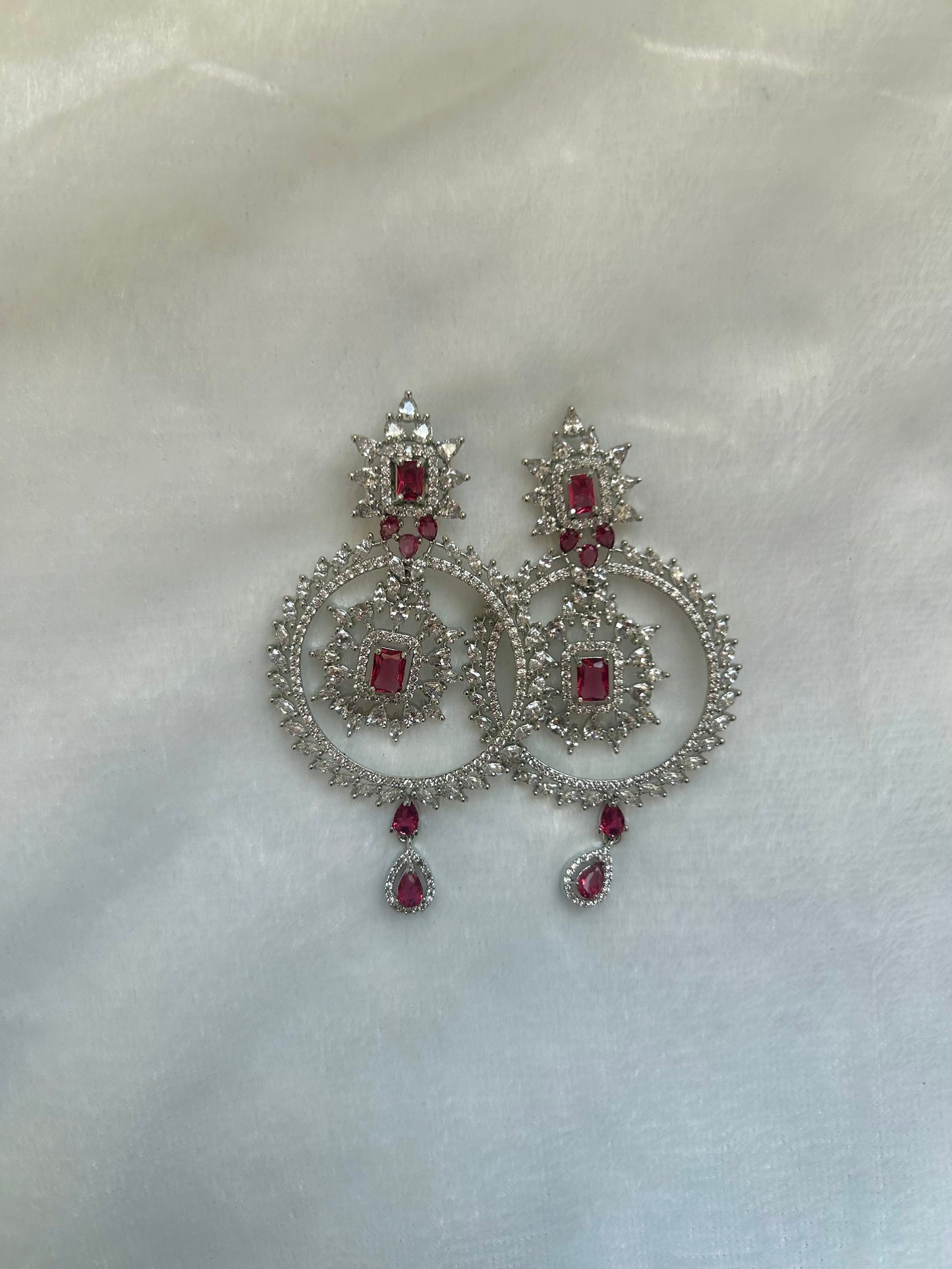 AD Red Chandbali Earrings