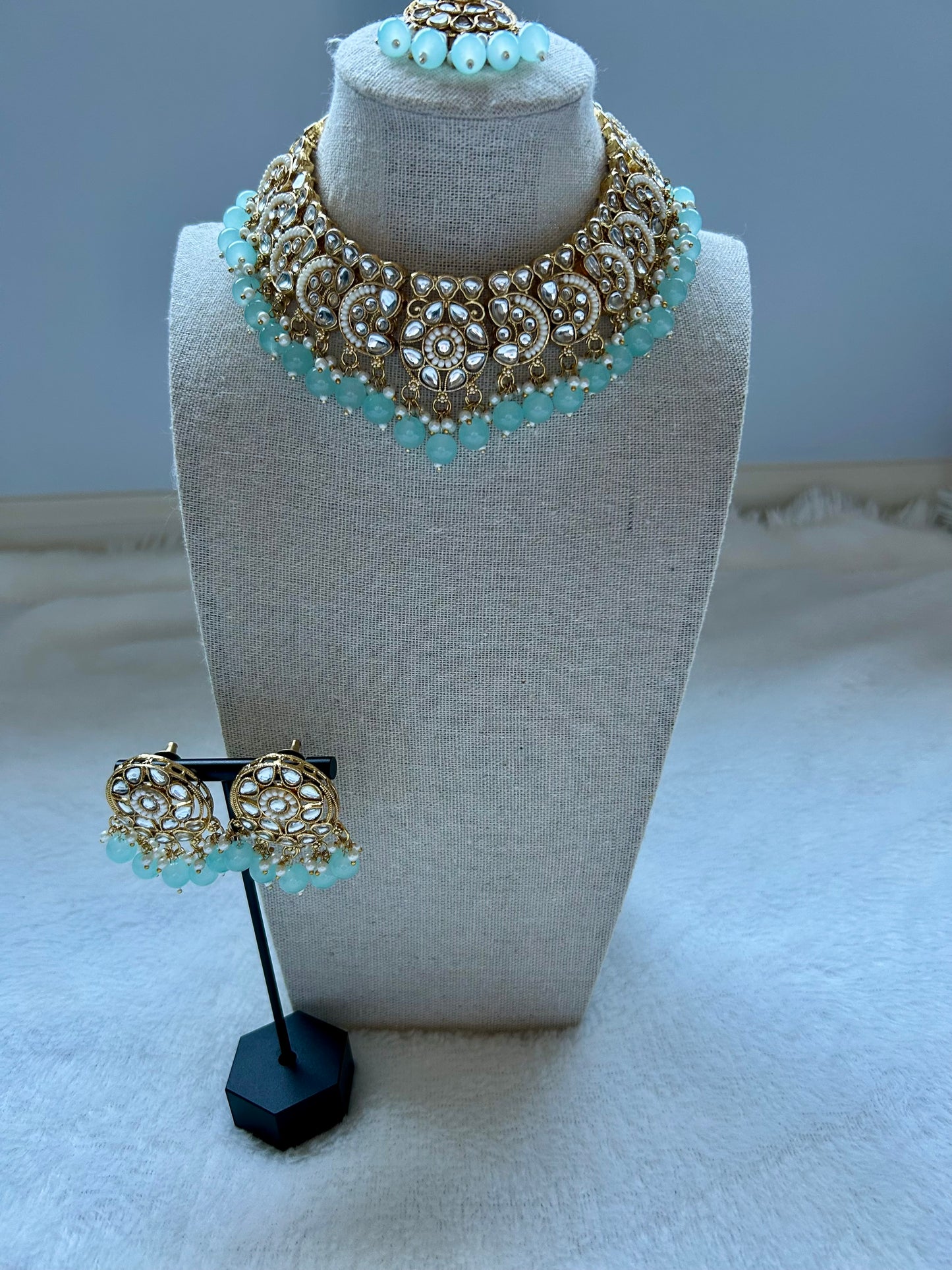 Blue Kundan Choker Set