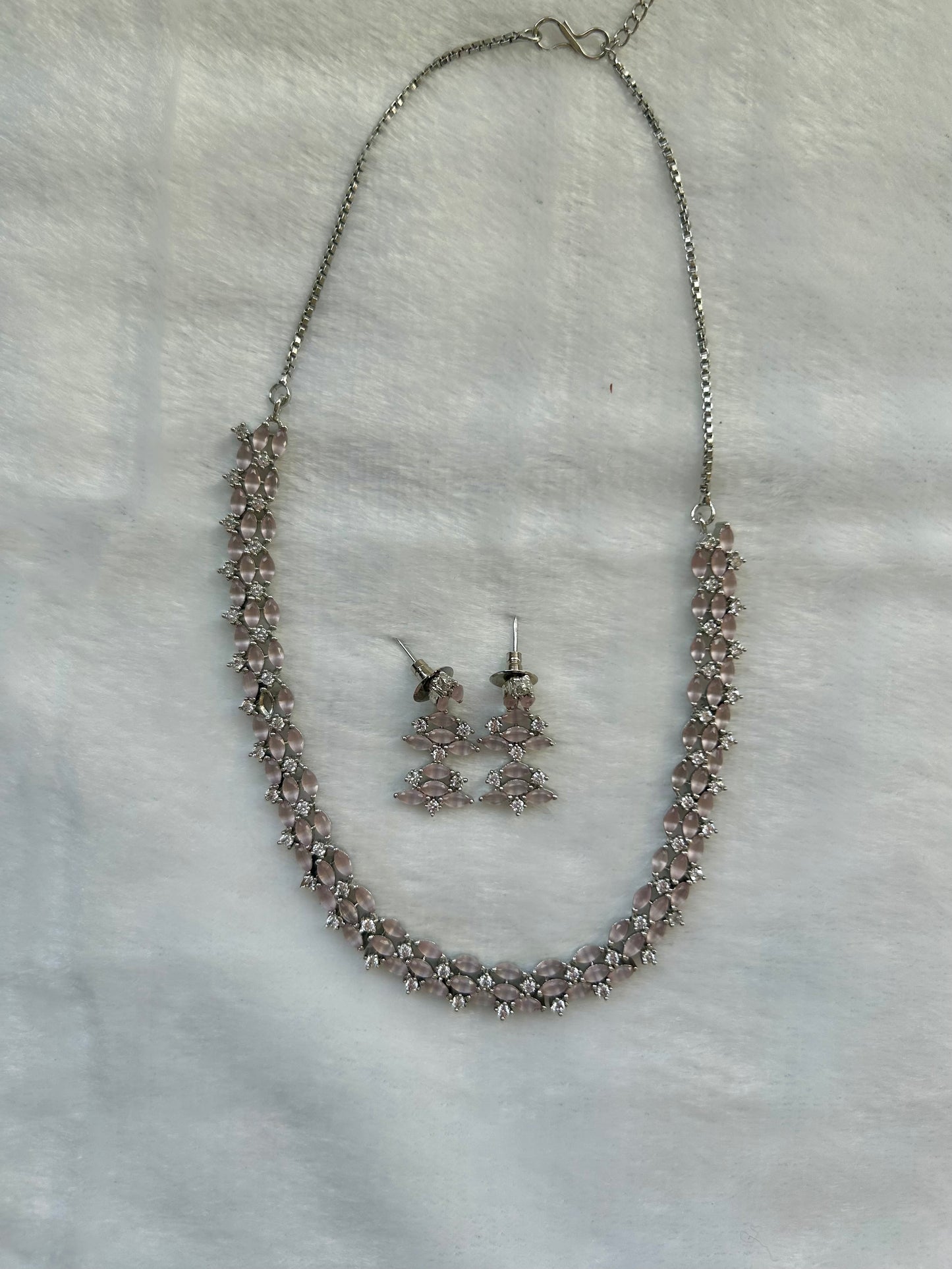Pink CZ Necklace Set