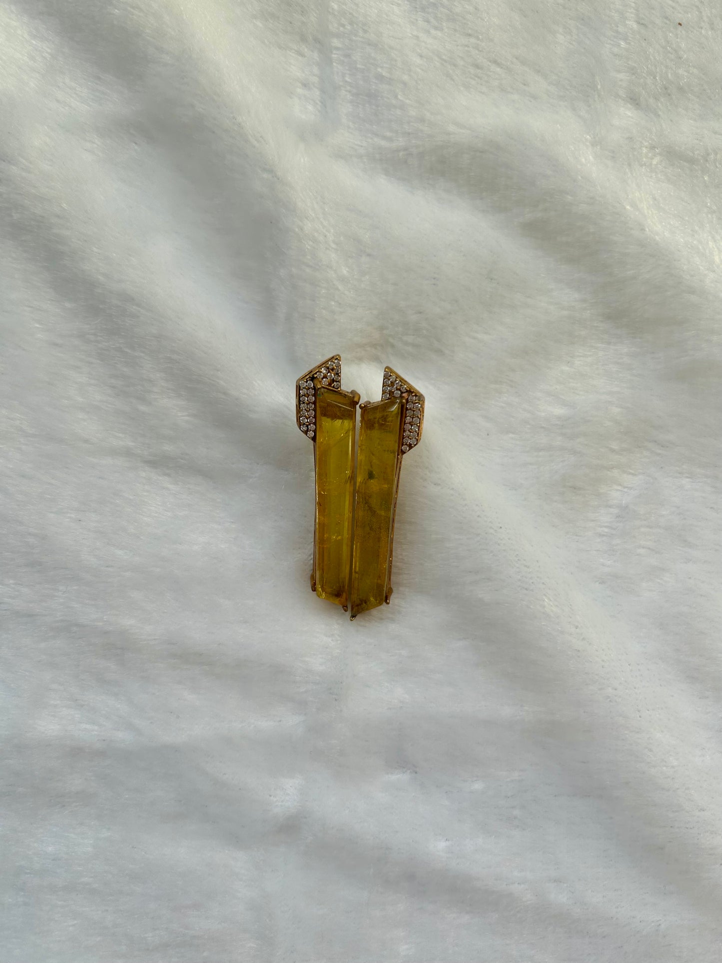 Yellow Doublet & Moissanite Kundan Earrings