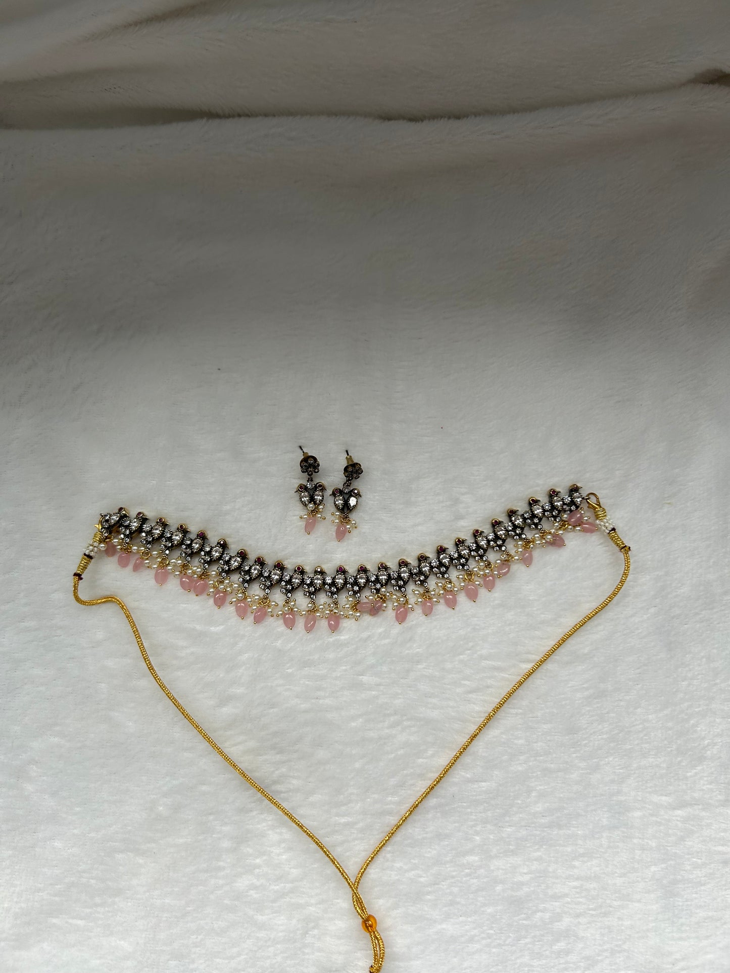 Pink Moissanite Kundan Choker Set