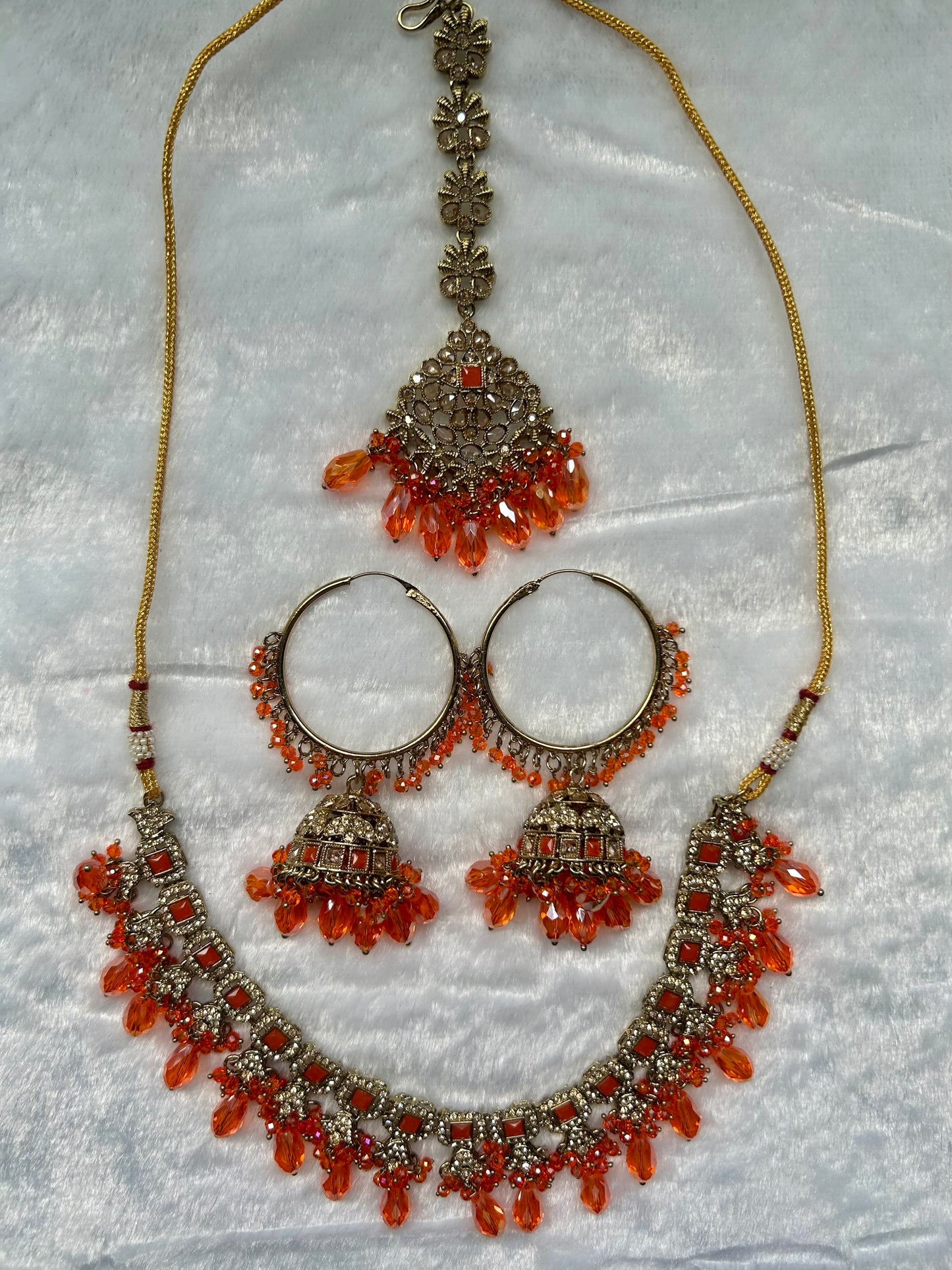 Orange Polki Choker Tikka Set