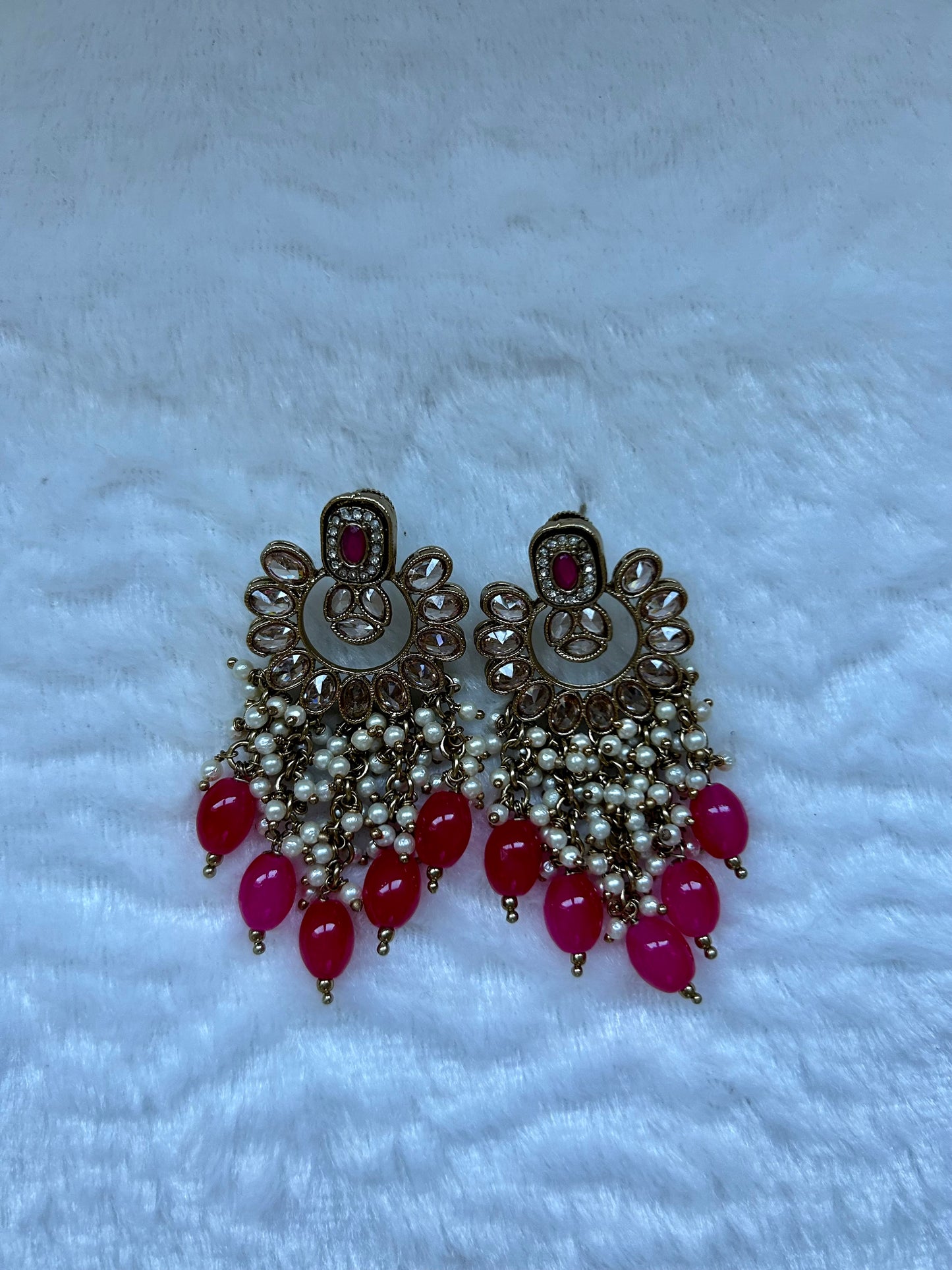 Hot Pink Polki Earrings