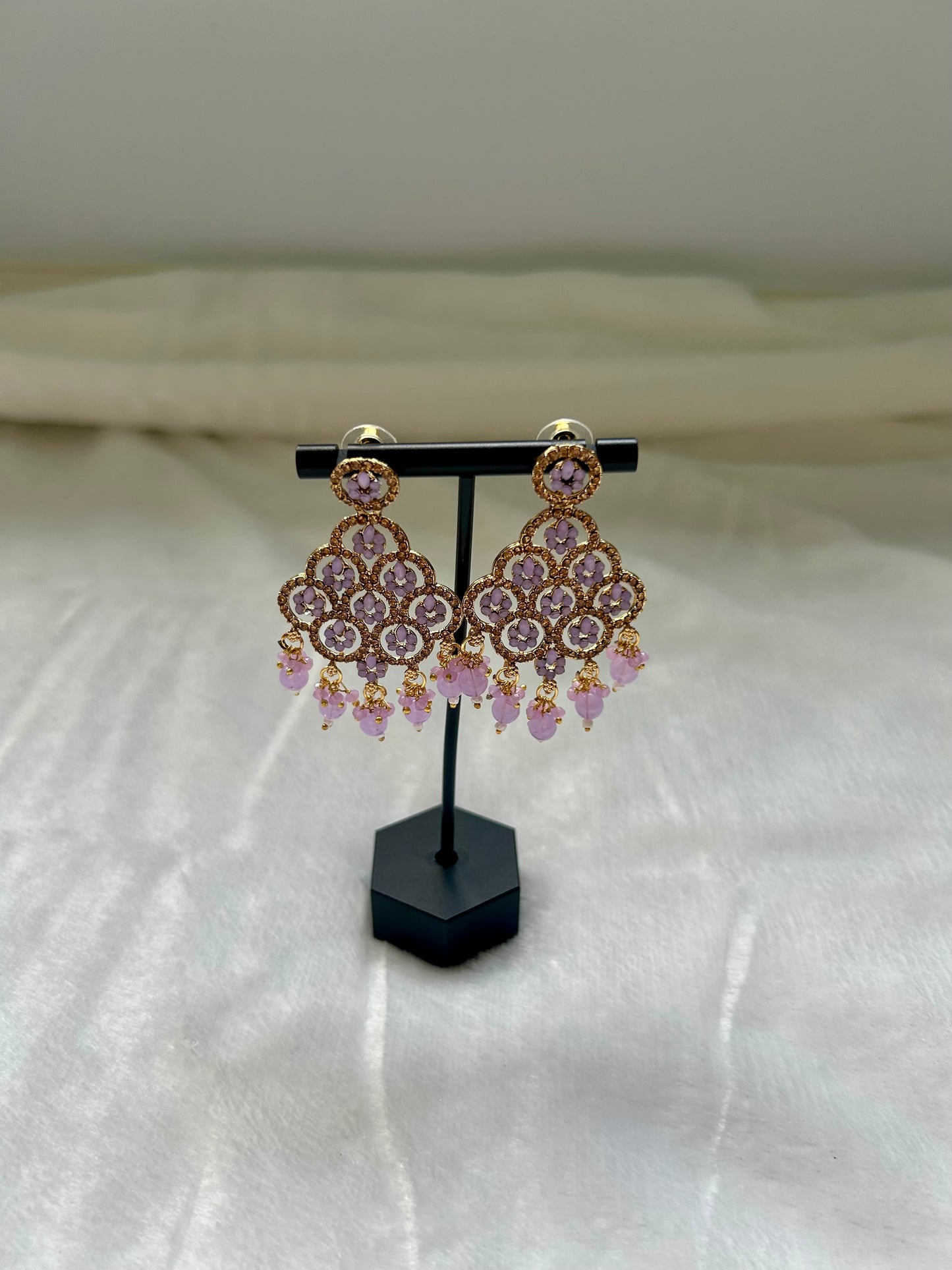 Purple Polki Earrings
