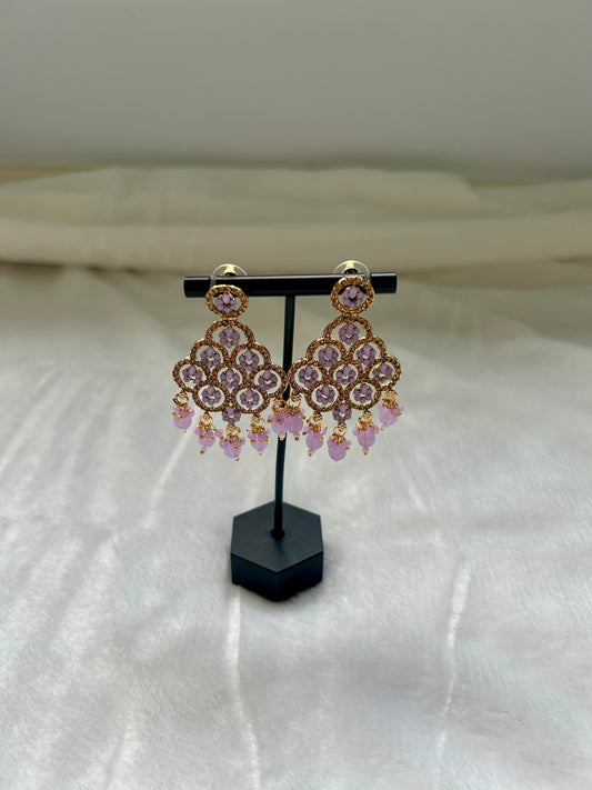 Purple Polki Earrings
