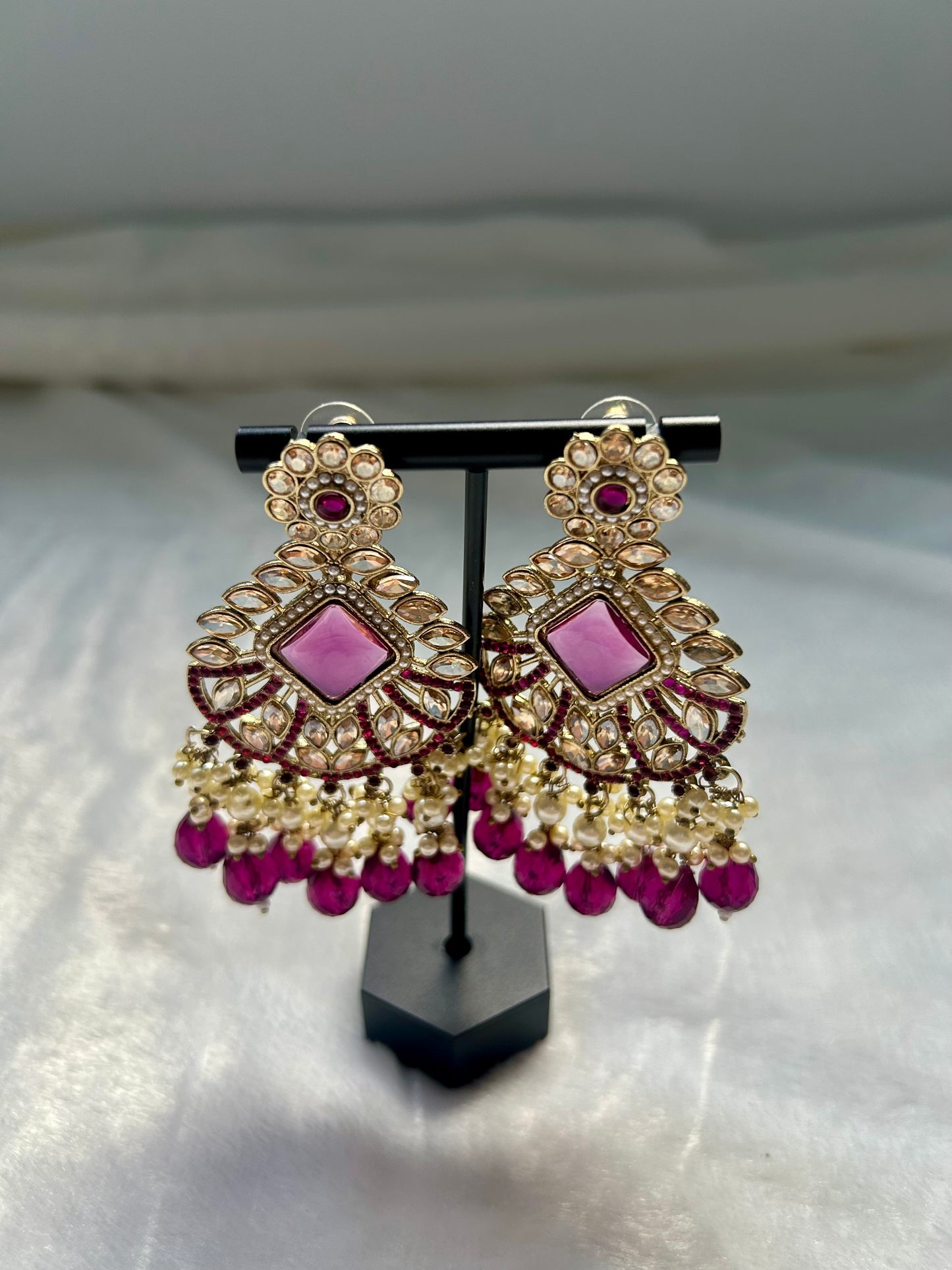 Dark Purple Kundan Earrings