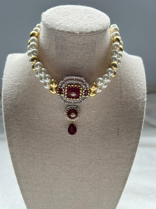 Ruby Polki Fusion Choker Set