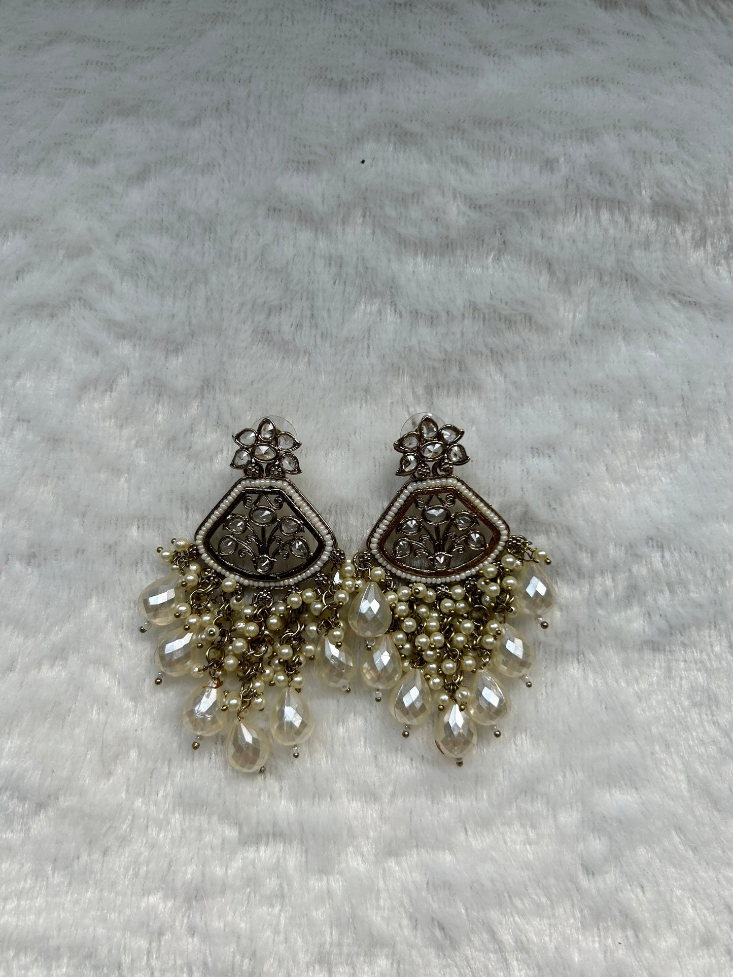 White Polki Earrings