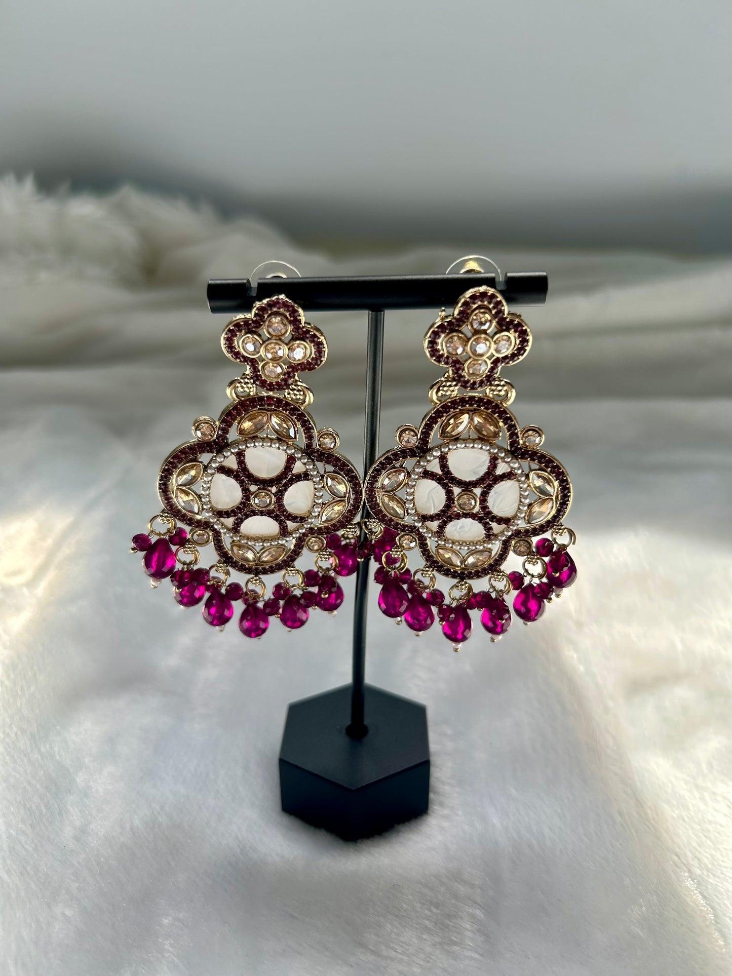 Dark Purple Polki Earrings