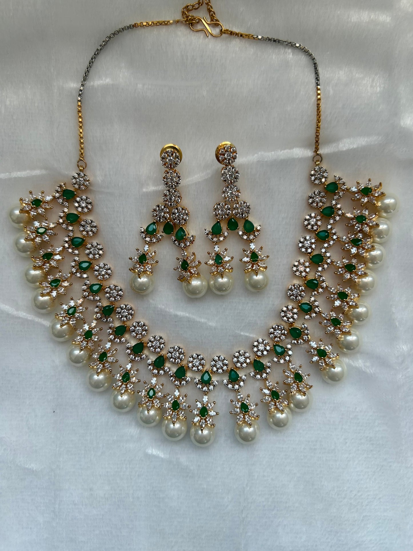 Emerald Green AD Necklace Set