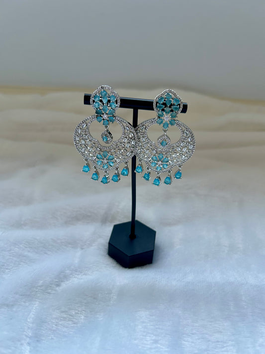 AD Ferozi Blue Chandbali Earrings