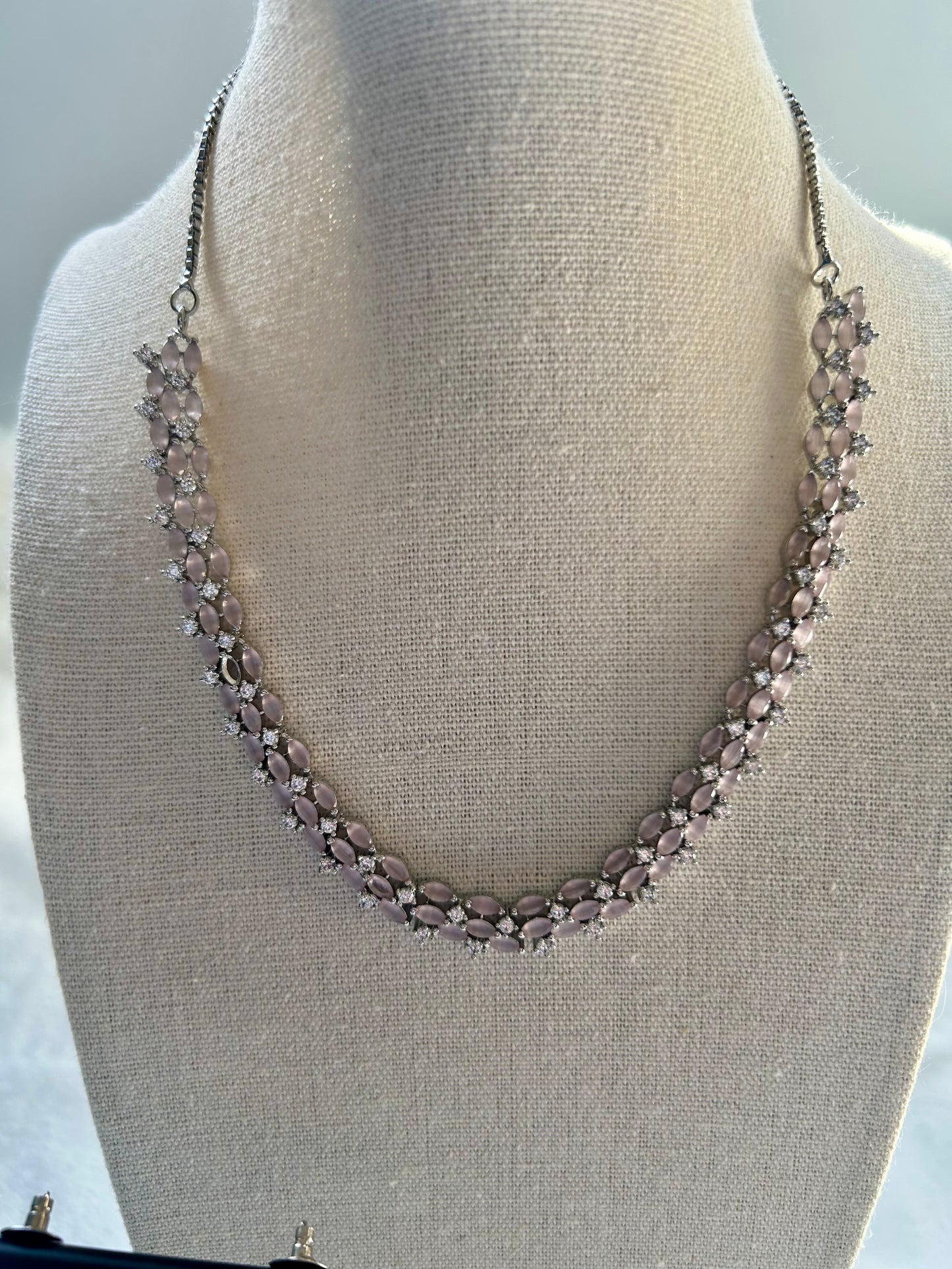 Pink CZ Necklace Set