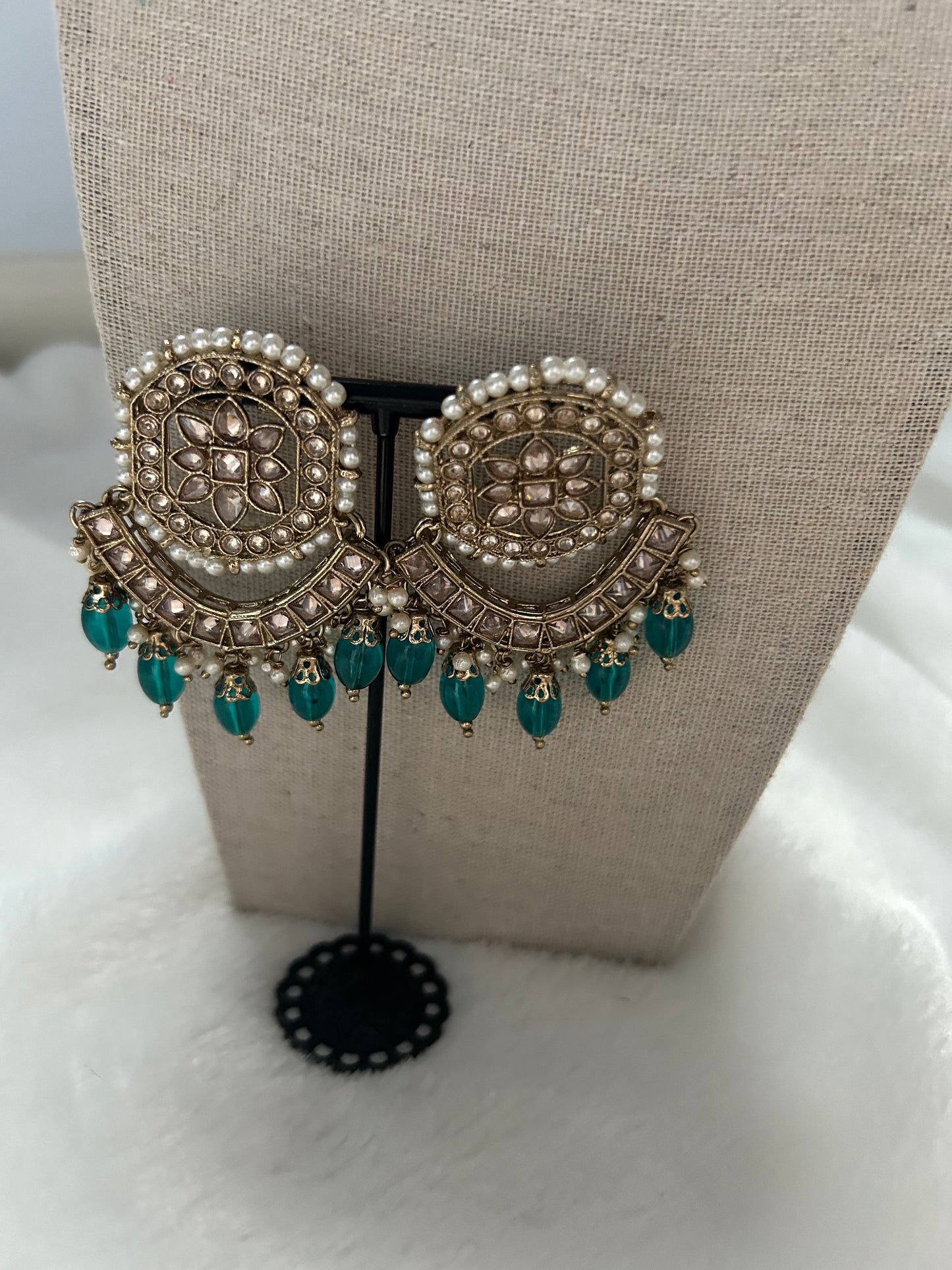 Teal Polki Choker Tikka Set