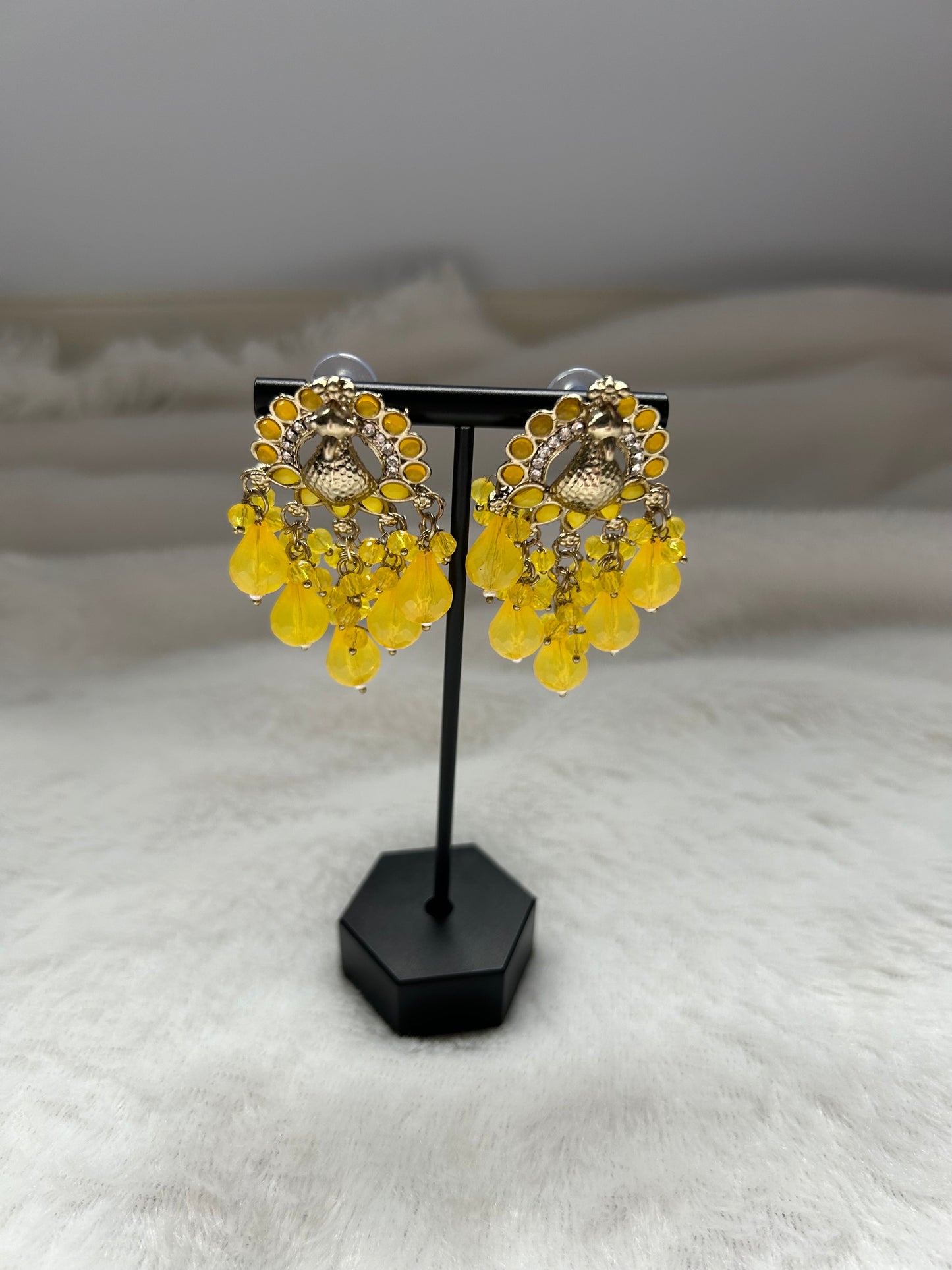 Yellow Peacock Earrings