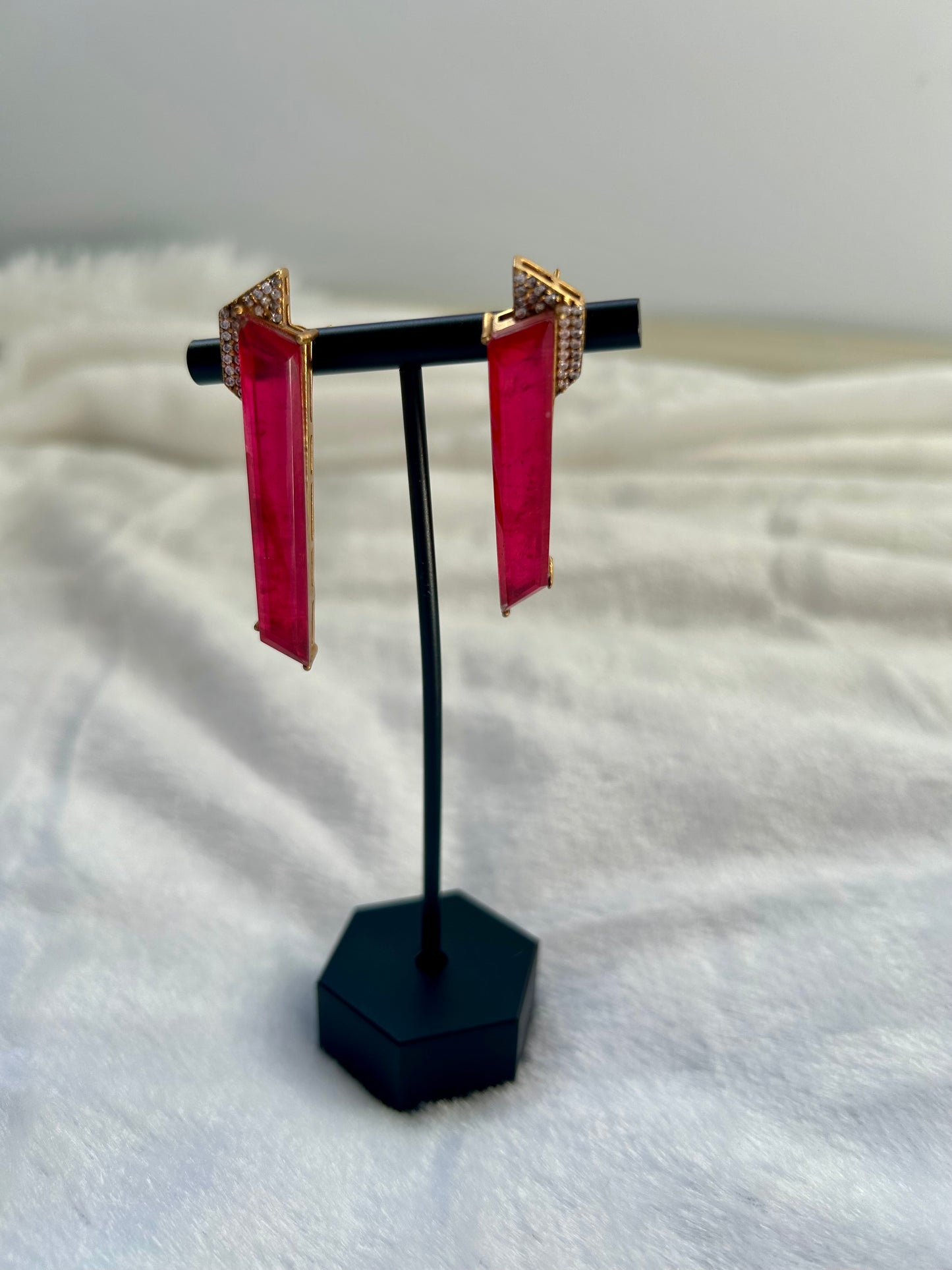 Red Doublet & Moissanite Kundan Earrings