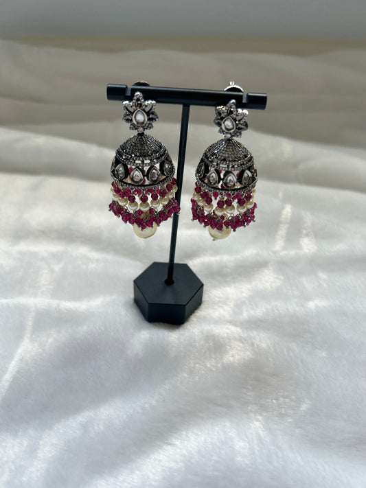 AD Ruby Jhumki Earrings
