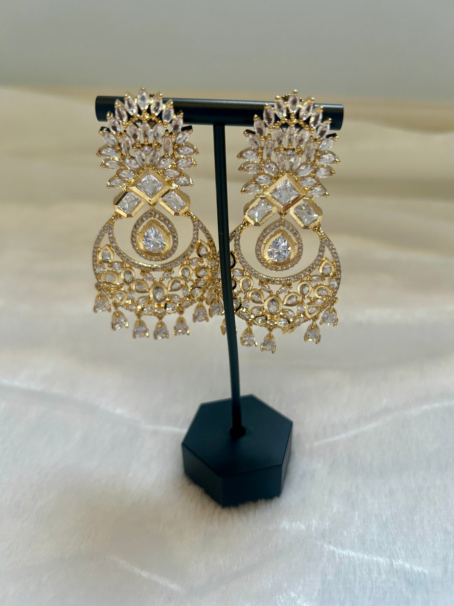 AD Gold Chandbali Earrings