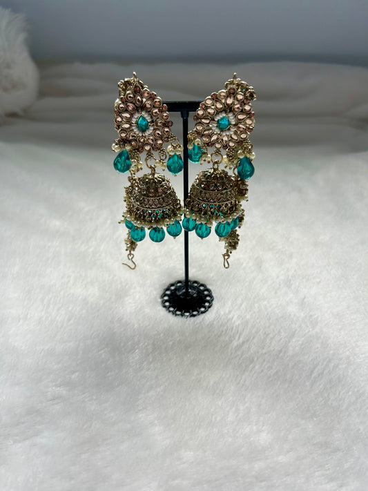 Teal Polki Sahara Earrings