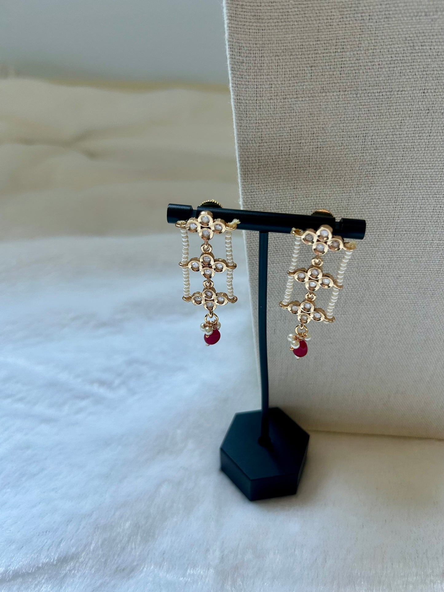 Dark Red Tyaani Kundan Two Layered Set