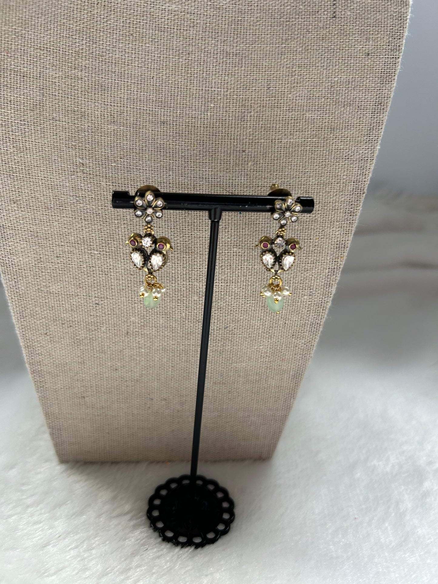 Pastel Green Moissanite Kundan Set