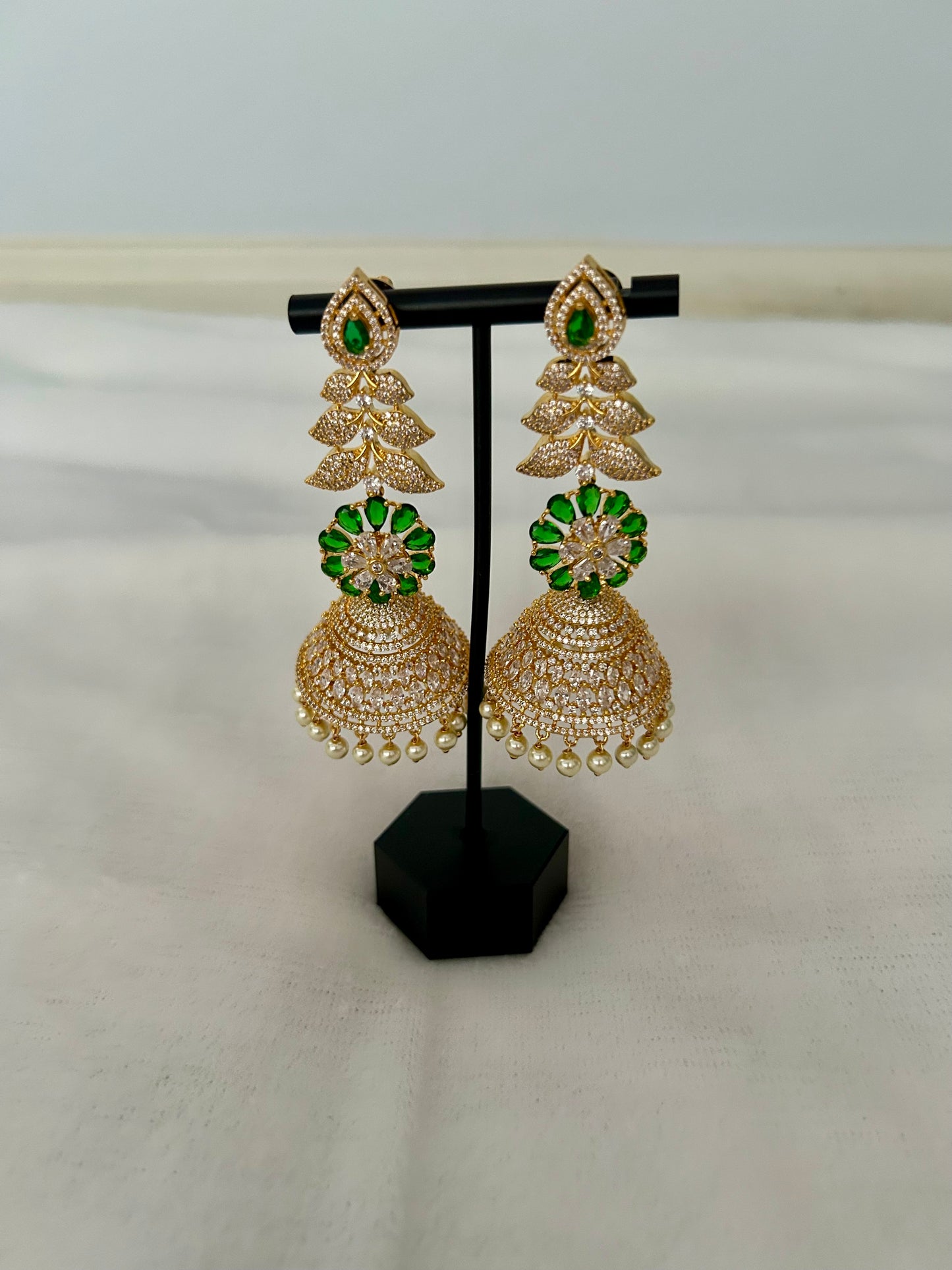 AD Emerald Green Jhumki 360 Earrings