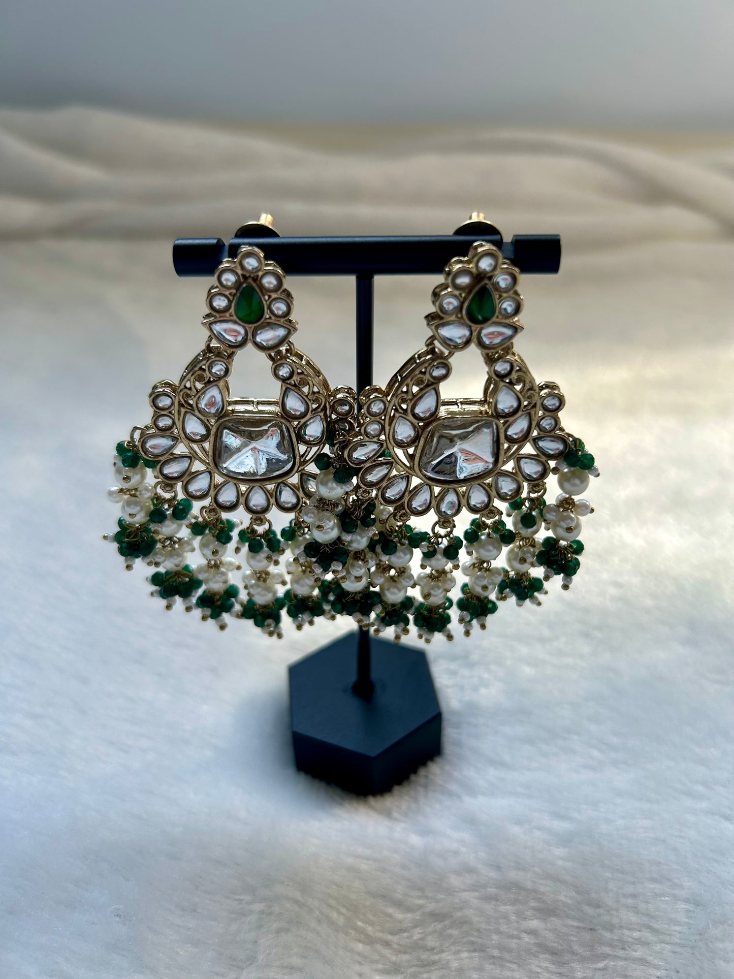 Emerald Green Kundan Earrings