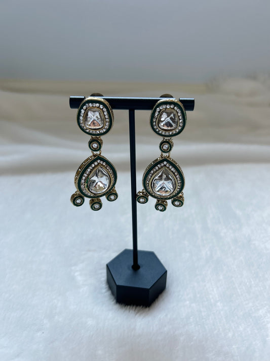 Emerald Green Kundan Earrings