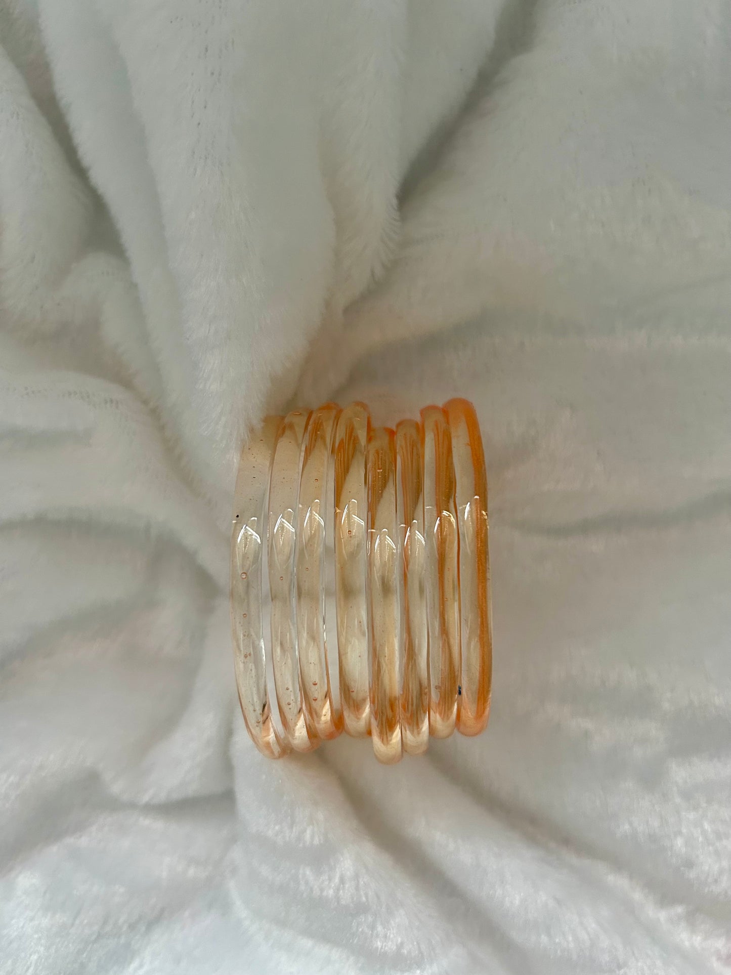 Cream & Orange Jelly Glass Bangles